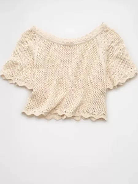 Cropped Crochet Tee